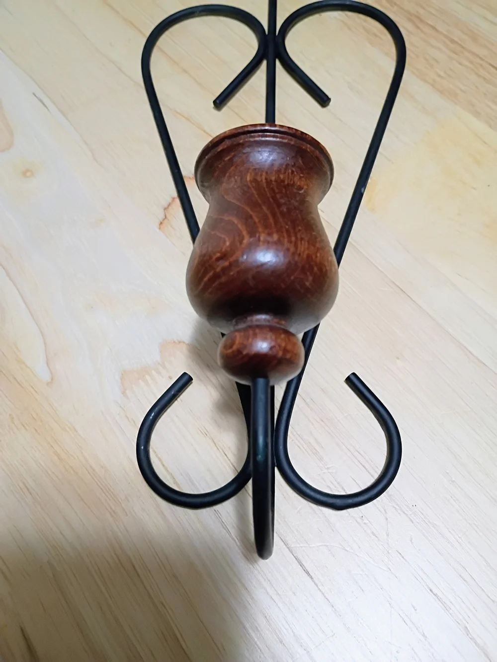 Men's Black Metal and Wood Hat/Coat Hook Rack